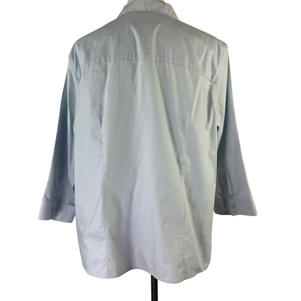 Chicos Wrinkle Resistant Cotton Button Down Shirt Blue 3/4 Sleeve Womens 3 US XL - Picture 5 of 11